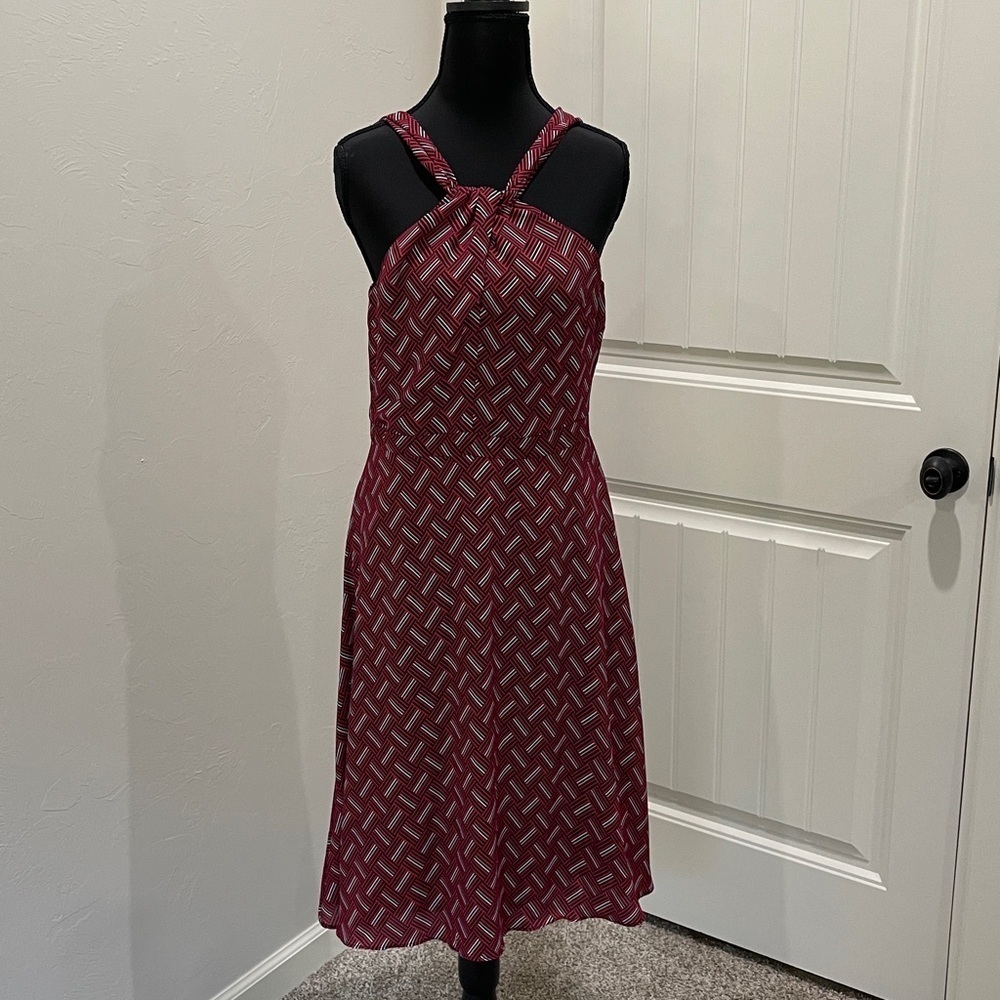 Banana Republic Red Navy Halter Lined Dress